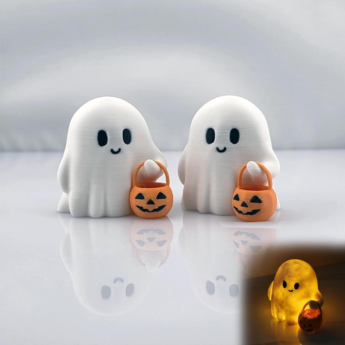 Mini Halloween Geister mit Kürbis – 3D Harzfiguren für Deko & Party