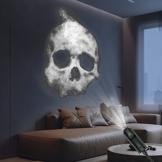Rotierbare Schädel LED-Projektorlampe – USB Nachtlicht für Halloween & Raumdeko