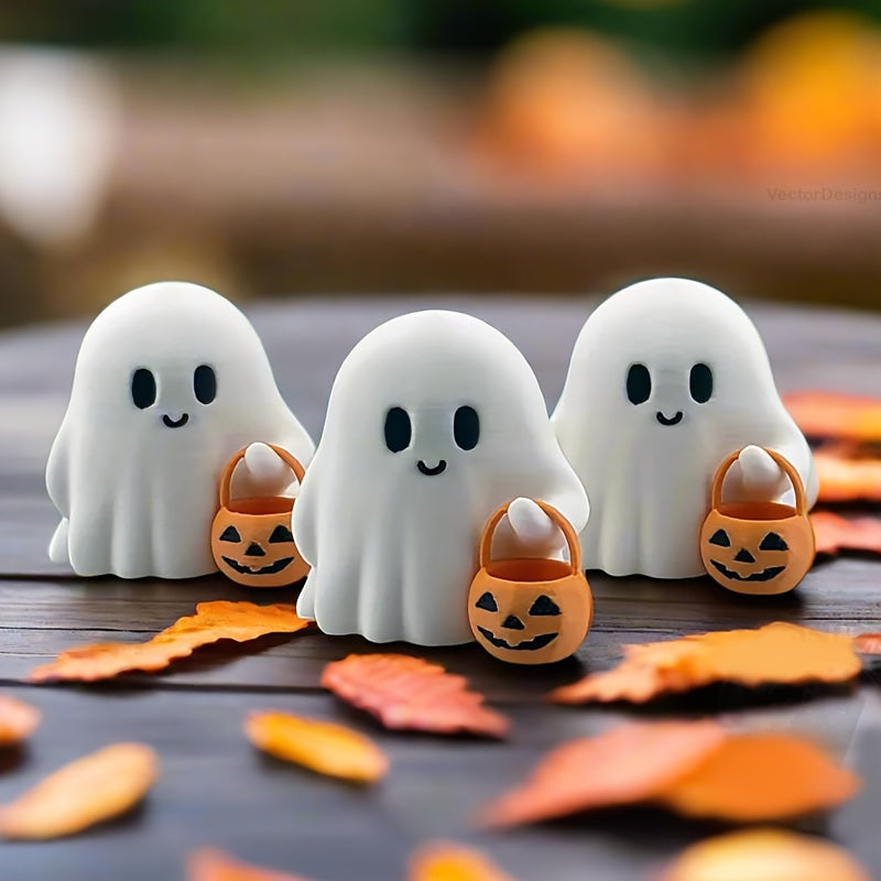 Mini Halloween Geister mit Kürbis – 3D Harzfiguren für Deko & Party