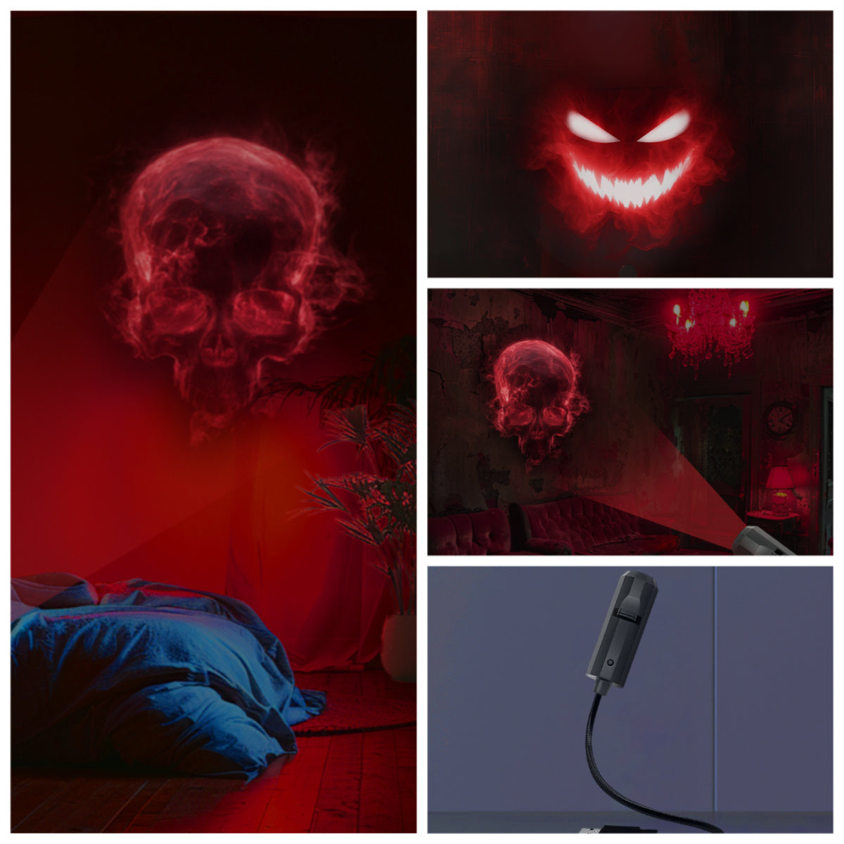 Halloween Projektor – USB-Licht mit 360° Rotation & gruseligem Design