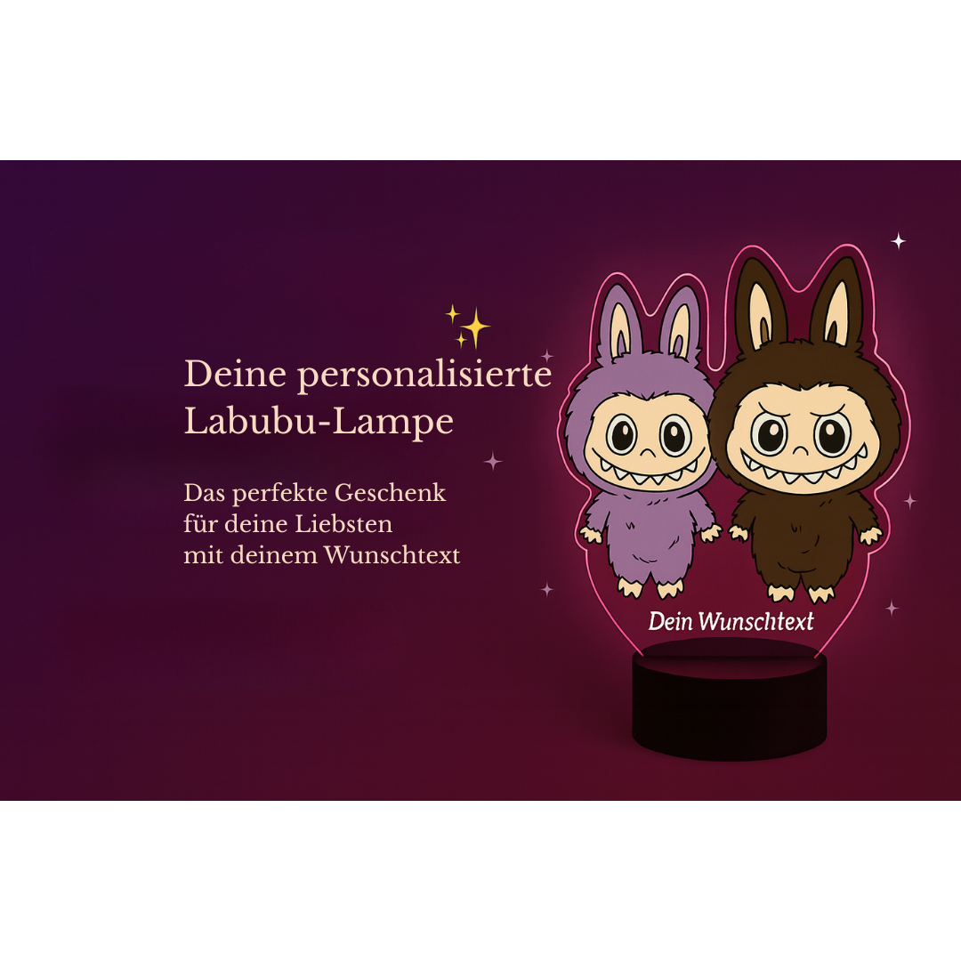 3D LED Labubu Monster Lampe – Nachtlicht & Geschenkidee für Kinderzimmer & Fans