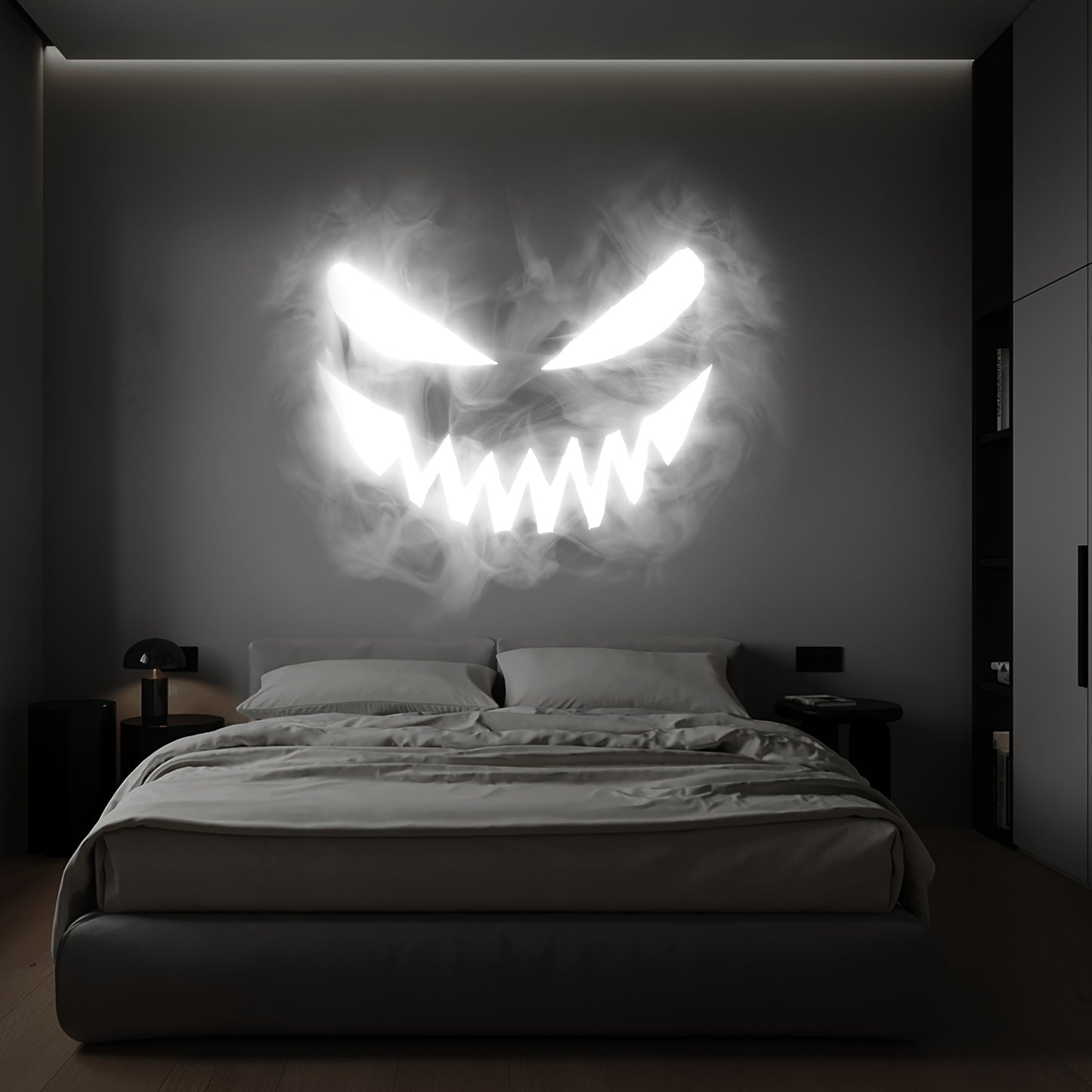 360° Gesichts-Projektorlampe – LED USB-Licht mit Hand- & Schädelprojektionen für Halloween